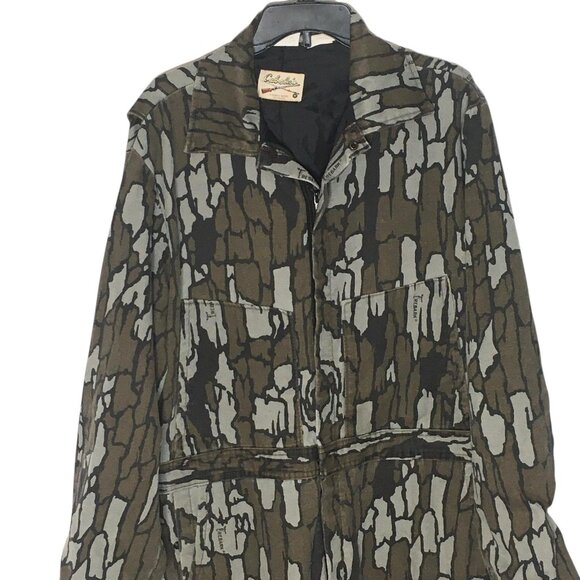 Vintage Cabela's Coveralls Mens Large Treebark Camo Hunting Overalls Zip 80s - Picture 3 of 16